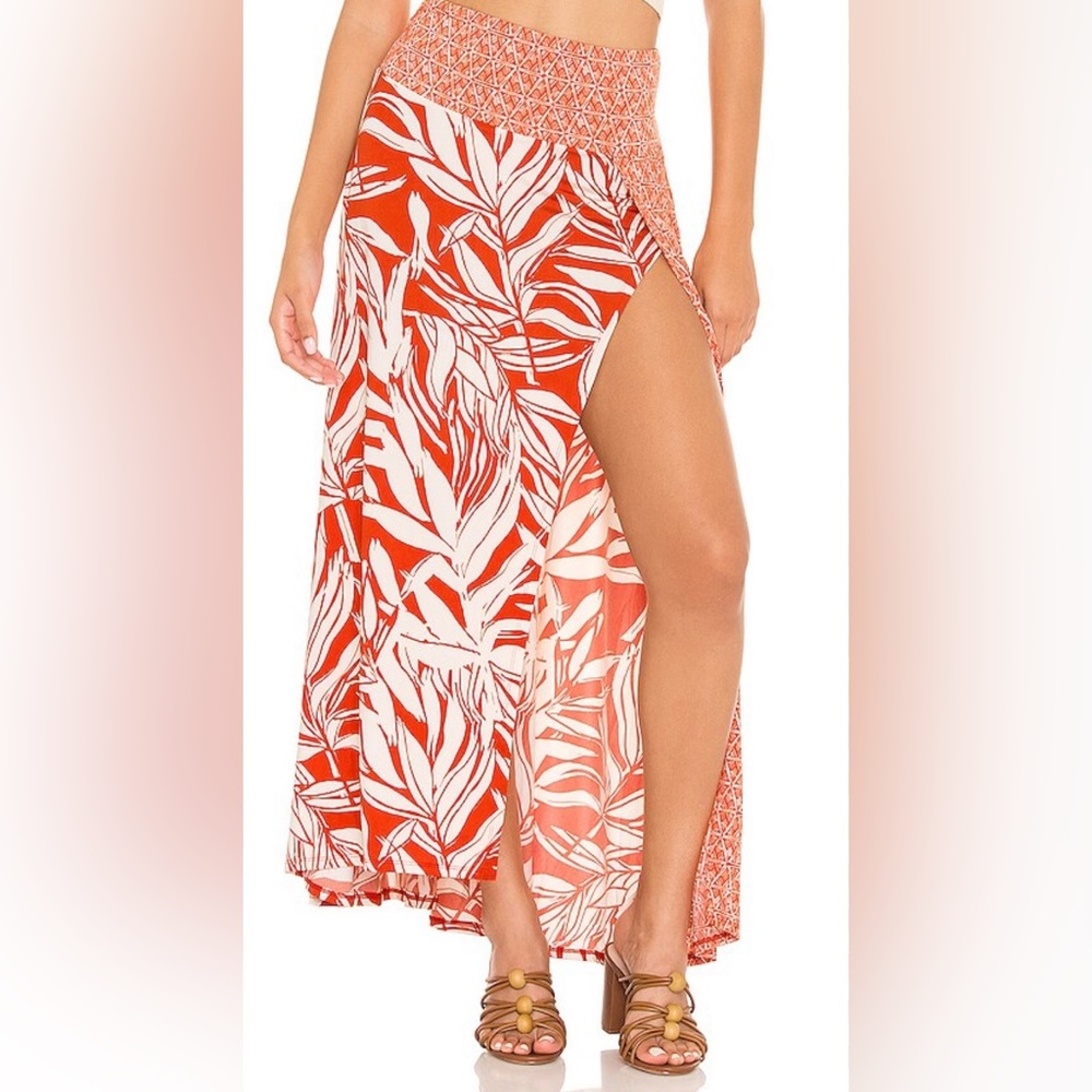 Free People Turning Tide Printed Sarong in Vintage Red Combo NWT